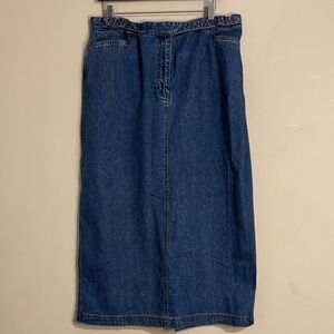 Y2K Ralph Lauren Blue Denim Midi Skirt Buckle Detail size 16W Western Prairie